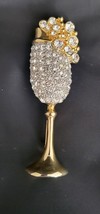 14K Yellow Gold Plated 1Ct Round SimulatedRhineston  Champagne Glass  Brooch Pin - £119.92 GBP