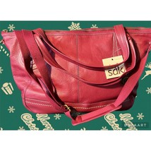 The Sak Large Red Shoulder Crossbody Bag Leather With Zipper Closure NWT - £63.08 GBP