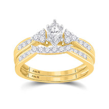 14k Yellow Gold Marquise Diamond Bridal Wedding Ring Band Set 1/2 Ctw - £888.64 GBP