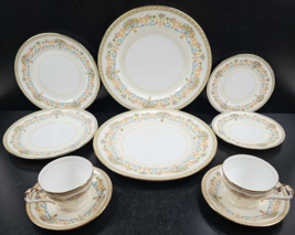 (2) Aynsley Henley 5 Pc Place Setting Green Backstamp Vintage Smooth Floral Gold - £139.91 GBP