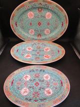 CHINESE MUN SHOU FAMILLE ROSE JINGDEZHEN GREEN LONGEVITY  OVAL TRAYS PICK1 - $42.56+