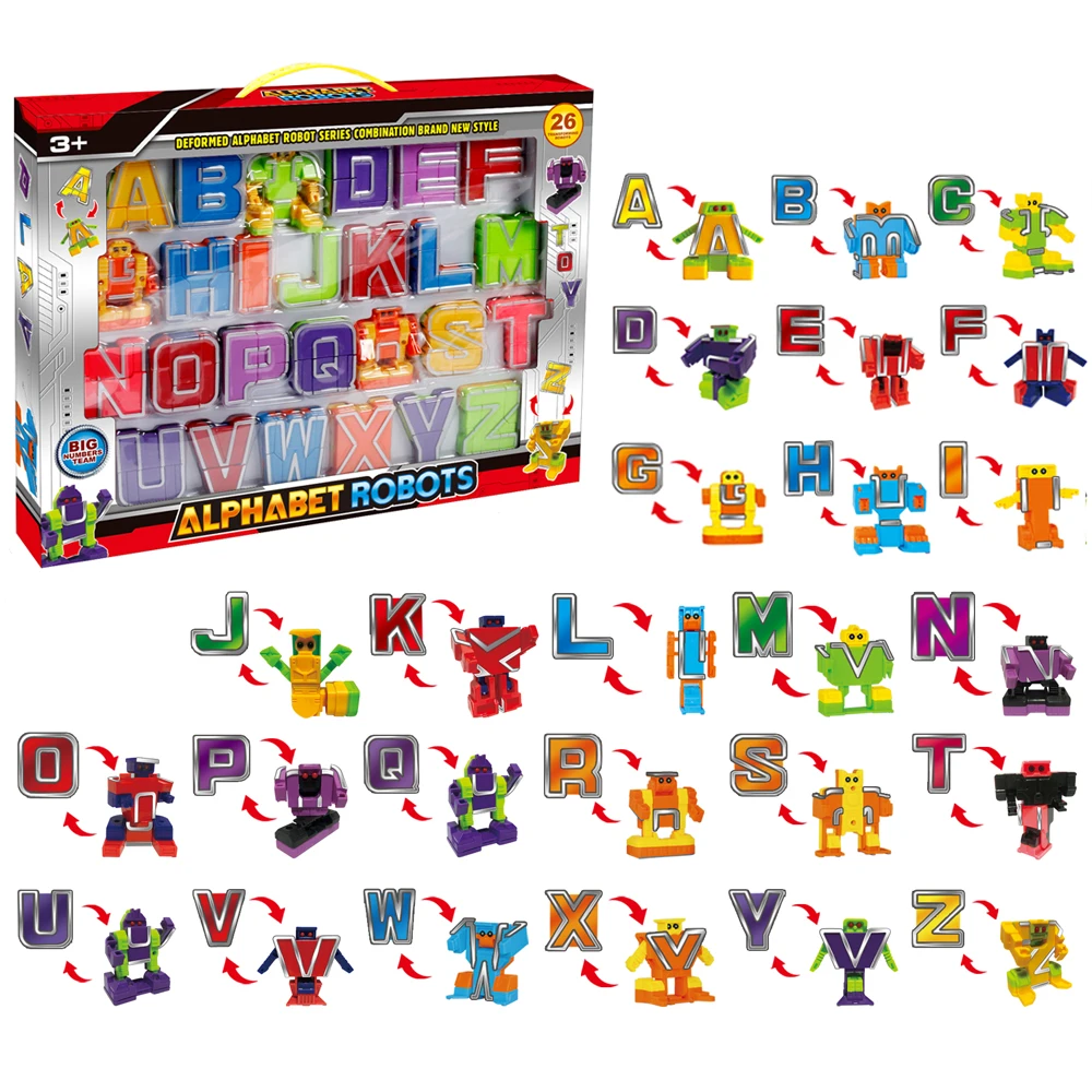 26 Pcs Alphabet Transformation Robot Toy English Letter Learn A-Z Deformation - £31.90 GBP+