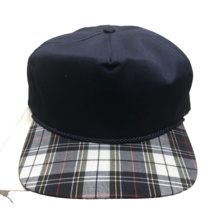 Blank Plaid Bill SnapBack Hat Blue Cap Fredericksburg Texas Made In USA - £8.43 GBP