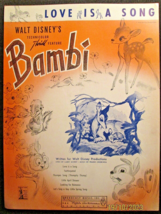 WALT DISNEY: (RARE VINTAGE SHEET MUSIC COLLECTION,1940,,S) BAMBI - $123.75
