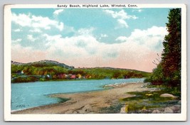 Winsted CT Sandy Beach Highland Lake Connecticut Postcard O22 - £7.14 GBP