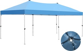 10x20 Pop up Canopy Solar Power Led Light Party Wedding Gazebo Tent Blue - £235.19 GBP