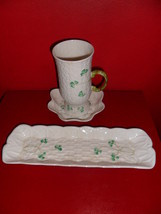 Bellek Ireland  three pieces cup, saucer and tray - £59.35 GBP