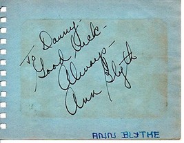 Ann Blyth Signed Autographed Vintage Autograph Album Page - $15.00