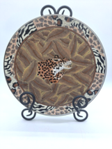 Vtg Ceramic Cheetah Plate Decorative African Jungle Animal Print Accesory Accent - £15.81 GBP