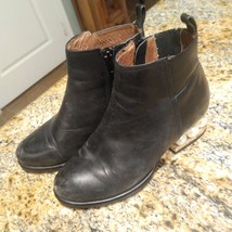 Jeffery Campbell ORLANDO Pearls Gold Heel Black Leather Boots Women&#39;s Sz 5 - $38.61
