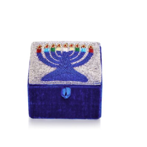 Sudha Pennathur Beaded Menorah Box Blue 4&quot; - £9.71 GBP