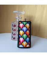 Beaded Eyeglasses Case Bargello Motif Beadwork Eyeglasses Handmade Case  - $50.00