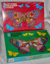 Vint. Sealed LOT(2) F.X.Schmid Butterfly Shaped PUZZLES-1,000 PIECES-3 Ft.Wide - £29.90 GBP