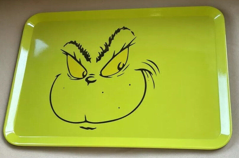 Primary image for Dr. Seuss Large Green Holiday Christmas Melamine GRINCH SERVING TRAY PLATTER 13”