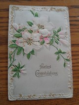 015 VTG Embossed Postcard Heartiest Congratulations Flowers Unused. - £4.01 GBP