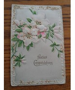 015 VTG Embossed Postcard Heartiest Congratulations Flowers Unused. - £3.92 GBP