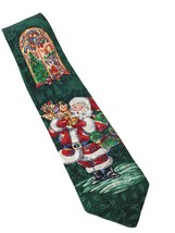 Holidays JC Penney Christmas Santa Claus Presents Green Novelty Silk Necktie - £16.04 GBP