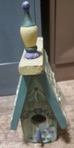 Vintage Wood Bird House Green and Yellow Floral - £7.90 GBP