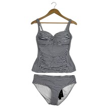 New Niptuck Swimsuit Womens 12 Blue 2 Piece Striped Multi Cup Fit Beach ... - $44.54