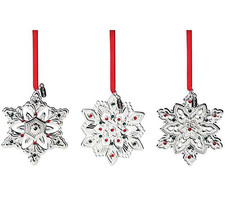 Lenox Mini Metal Snowflake Ornaments Set of 3 Colorful jewels accents New - $26.63