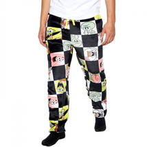 SpongeBob SquarePants Checkerboard Character AOP Plush Sleep Pants Black - £24.73 GBP