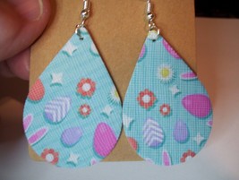 1 Pair Light Blue Fun Easter Eggs Vinyl Backed Earing #MNMT - £3.19 GBP