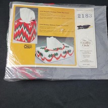 Creative Circle 2183 Plastic Canvas Christmas Tissue Box Cover Craft Kit NEW NOS - $10.88