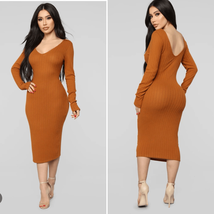 NWT Fashion Nova For The Thrill Of It Midi Dress Autumn Rust 2X - $24.48