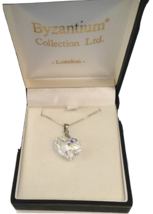 Austrian Crystal Heart Necklace in Aurora Borealis - £13.76 GBP