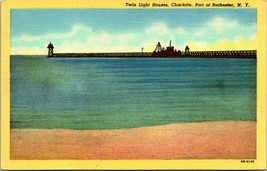 Vtg L Inen Postcard Charlotte Ny New York Twin Light Houses Port Of Rochester Unp - £3.04 GBP