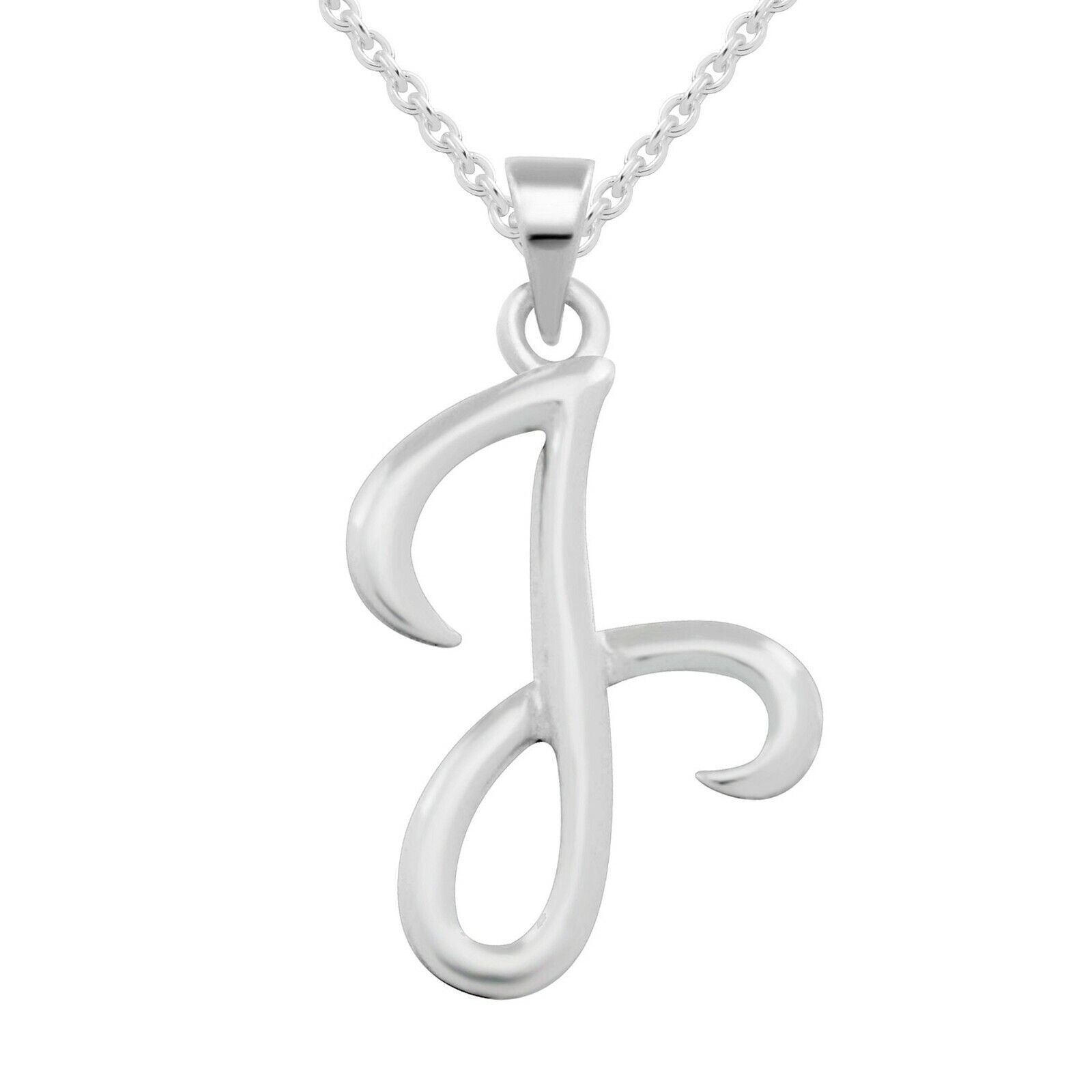 Buchstabe J Charm Halskette 14K Weiß Vergoldet Silber Capital Initialen ... - $30.80