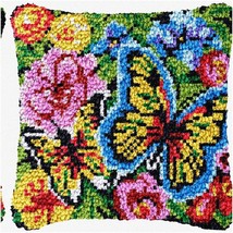 Butterfly Blooms Latch Hook Pillow Kit - Vibrant Floral Design for DIY Needlewor - $62.32