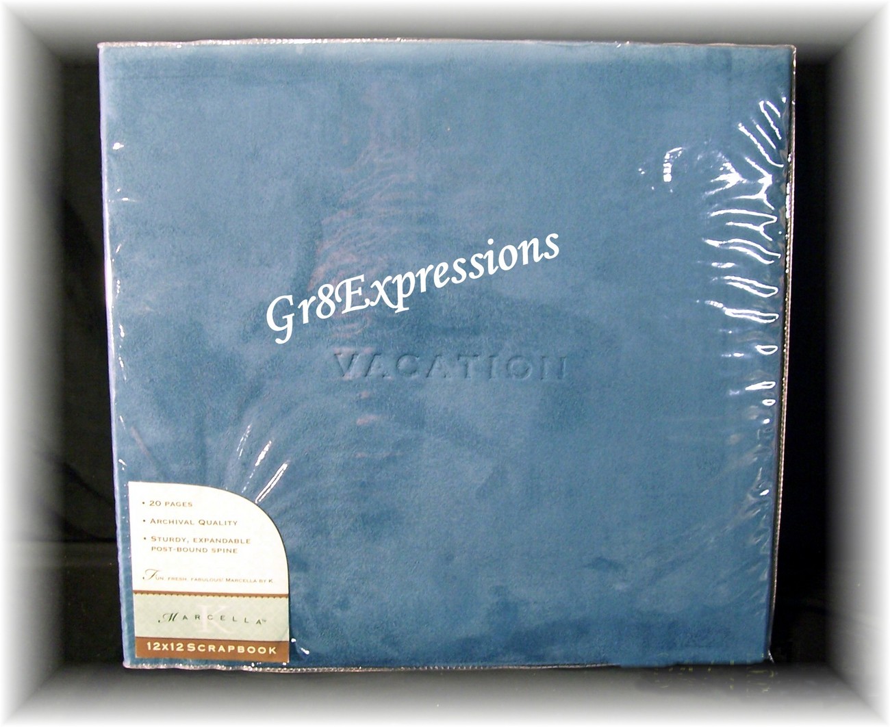      12x12 BLUE TRAVEL FAUX SUEDE SCRAPBOOK ALBUM by K & CO. - $19.95