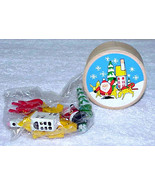 Vintage Santa &amp; Reindeer Scene Tiny Wood Set IOB - NOS - £7.86 GBP
