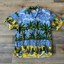 Men&#39;s VTG Thums Up Hawaiian Shirt Palms Beach Blue Sky Sz M  - £10.41 GBP