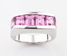 Authenticity Guarantee 
Pink Sapphire Invisibly Set 14k White Gold Band RIng ... - £1,078.99 GBP