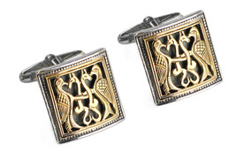 Gerochristo 7011 - Solid 18K Gold &amp; Silver Medieval Byzantine Cufflinks  - $1,580.00