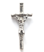 Jesus On Cross Silver Tone Crucifix Lapel Pin Christian Religious 3D Met... - $16.32 CAD