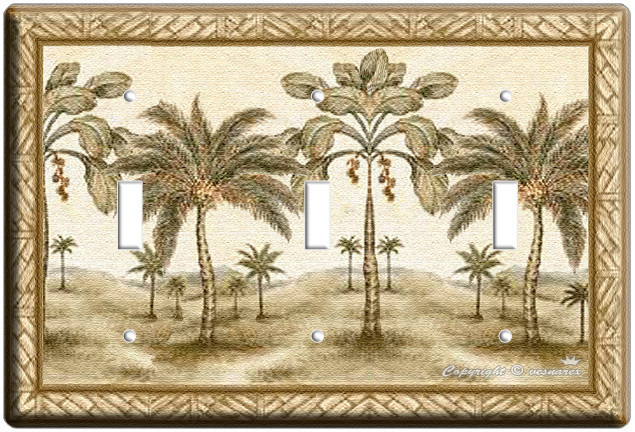 NEW FLORIDA PALM BEACH TREES TRIPLE LIGHT SWITCH COVER WALL PLATES ROOM HD DECOR