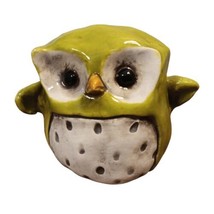 Animated Green Owl Signed Shelf Knicknack Handmade Handpainted 2&quot;tx2.75&quot;... - $13.98
