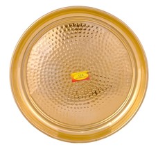 Handmade Pure Brass Plate Thali Dish Hammered Design Diameter-29 cm Dinnerware - £39.80 GBP