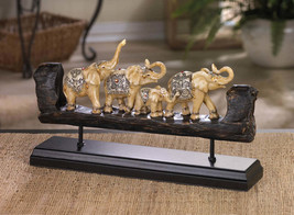 Elephant Family Carved Decor - £42.37 GBP