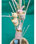 Vintage Easter Tree &amp; 30 Miniature Wooden Ornaments 18&quot; Wicker base New ... - €11,12 EUR