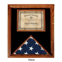 Usa Made Solid Oak Wood Cherry Finish Flag Document Display Case Shadow Box - £374.46 GBP