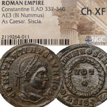 Constantine II son of &quot;the Great&quot; NGC Choice XF Wreath VOT • X Roman Empire Coin - $160.55