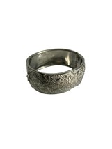 Silver Tone Etched Bracelet Clamper Hinge Style Leaves 2.5&quot; Diameter 1&quot; ... - £15.03 GBP