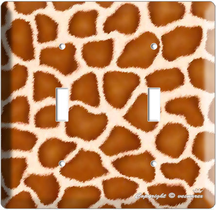 GIRAFFE PRINT KIDS ROOM DECOR DOUBLE LIGHT SWITCH PLATE