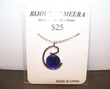 Blue Genuine Cat&#39;s Eye Stone Pendant Necklace Bijoux by Meera - $17.98