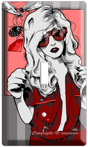 lady gaga famous singer bugs pop art single light switch cover wall plate poster