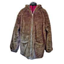 BP  Faux Fur Jacket Olive Women Size Small Hooded Pockets Full Zip - £47.36 GBP